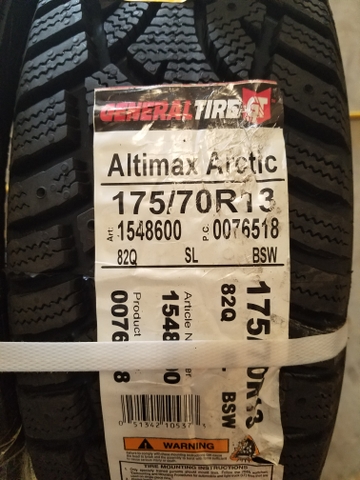 SOLD New Set of General Altimax Arctic Tires 175 70 R13