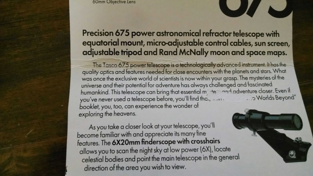 Tasco 675 power best sale telescope