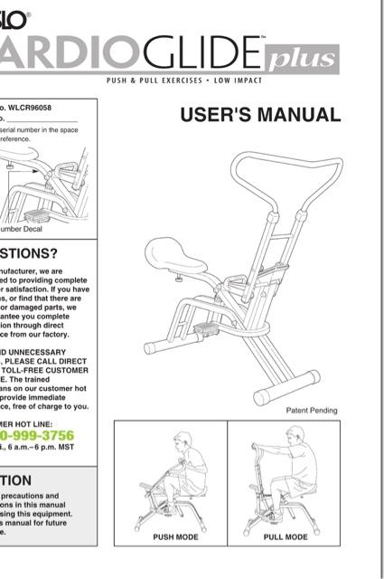 Weslo cardio glide plus manual new arrivals