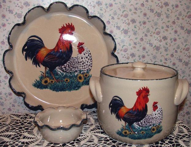 3 Pc Rooster Home Garden Party Ltd Stoneware Bakeware Set Nex
