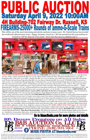 B&B Auction Co. LLC FIREARMS 25000 Rounds Of Ammo, - Nex-Tech Classifieds