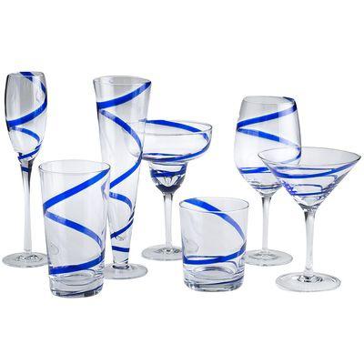 Pier 1, Dining, Pier Imports Teal Blue Crackle Red Wine Stemmed Glasses  Set Of 2