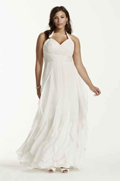 Nwt David S Bridal Chiffon Halter Ruffled Wedding Dress 14 Nex