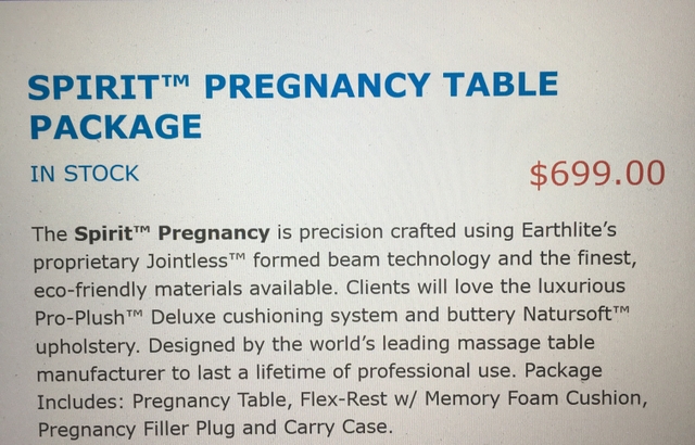 Spirit Pregnancy Massage Table Package