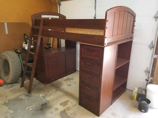solid wood loft bed with desk