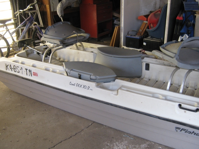 SOLD - 10ft Fisher/Pelican 2 man boat. Motor Guide motor LOW PRICE