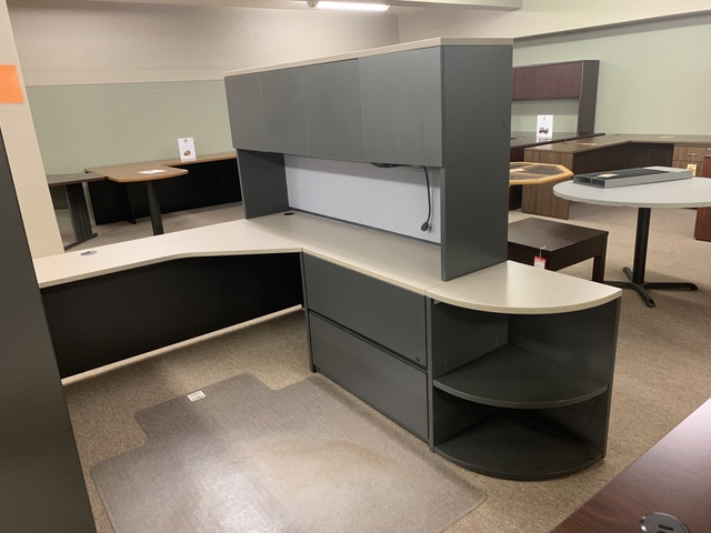 Used U Shaped Desk Unit With Hutch Lateral Files Nex Tech