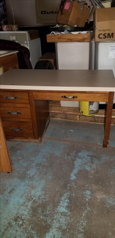 Wood Desk W Formica Top 3 Drawers One Center Drawer 20 Nex