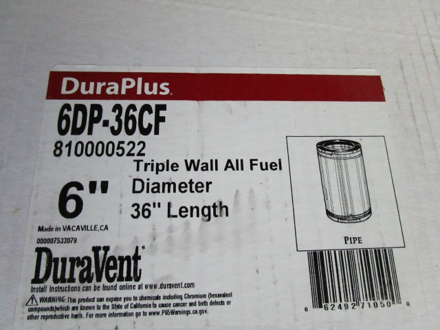DuraVent 6DP-36 DuraPlus Chimney Pipe 6 x 36-In.