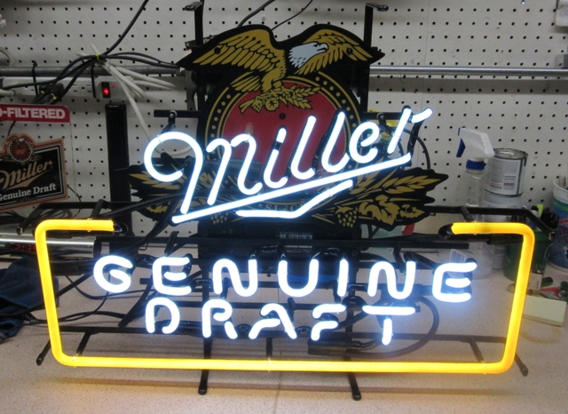 MILLER GENUINE DRAFT BEER NEON LIGHTED SIGN - Nex-Tech Classifieds