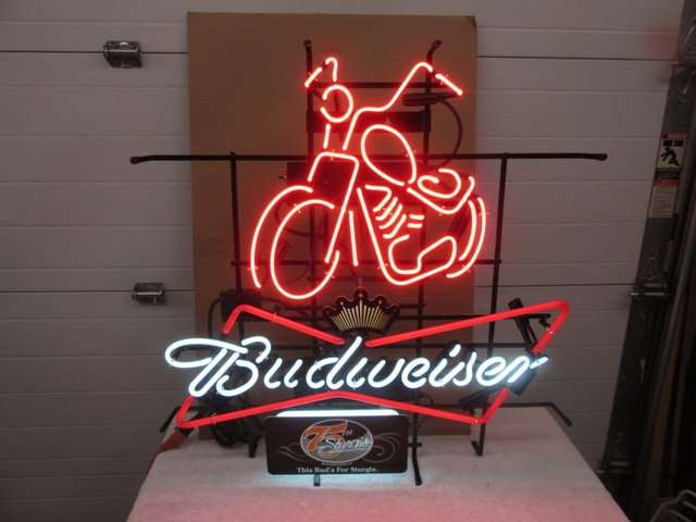 budweiser motorcycle neon