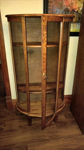 Oak Stained Curio Cabinet W Curved Glass Nex Tech Classifieds