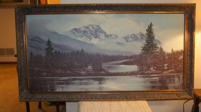 SOLD Vintage framed print Mountain Lake scene artist Parkhurst