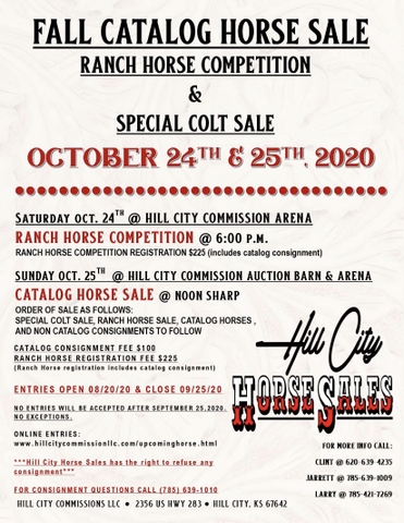 Hill City Horse Sale Fall Sale & Ranch Horse Competition - Nex-Tech ...