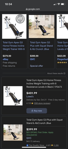 Total gym apex discount g3 home fitness