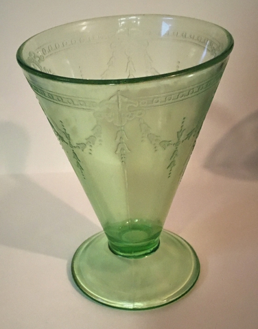 Glowing uranium glass juice tumbler cups set of 2