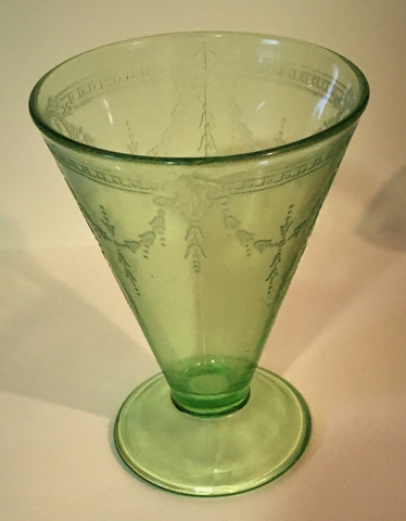 Depression online Glass Green Belmont ROSE CAMEO Footed Tumblers, Set of 5