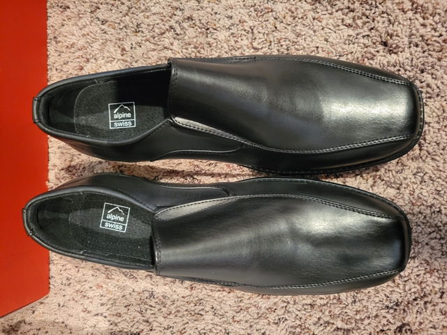 New Mens black leather dress shoes size 10 Alpine Swiss - Nex-Tech ...