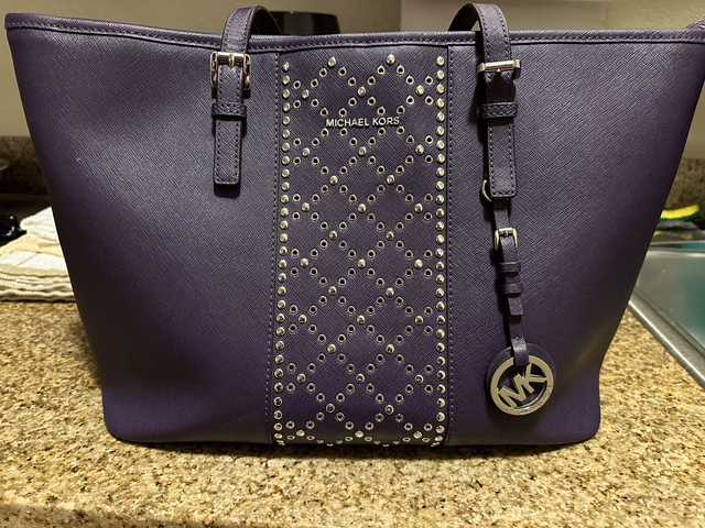 deep purple michael kors bag 🍇 large size good... - Depop