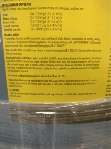 L&M Aquapel Concrete Sealer - Nex-Tech Classifieds