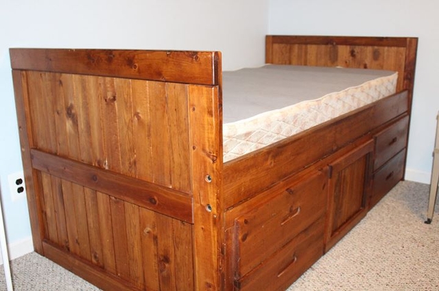 Captains Bed Twin Size Nex Tech, Wooden Captain Bed Twin
