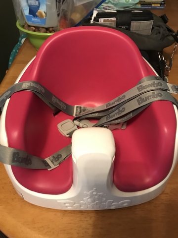 pink bumbo with tray