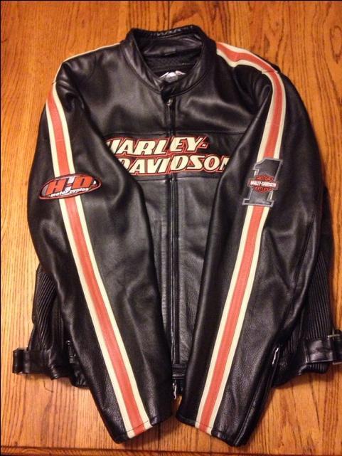 Men/'s Racing Motorcycle Leather Jacket With Cream and Black Racing Stripes