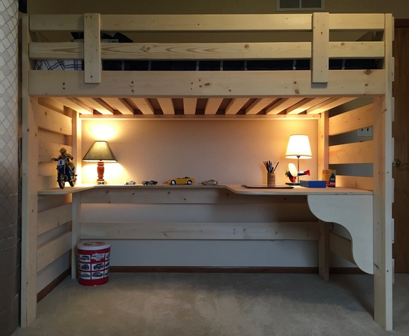 custom loft bed with desk