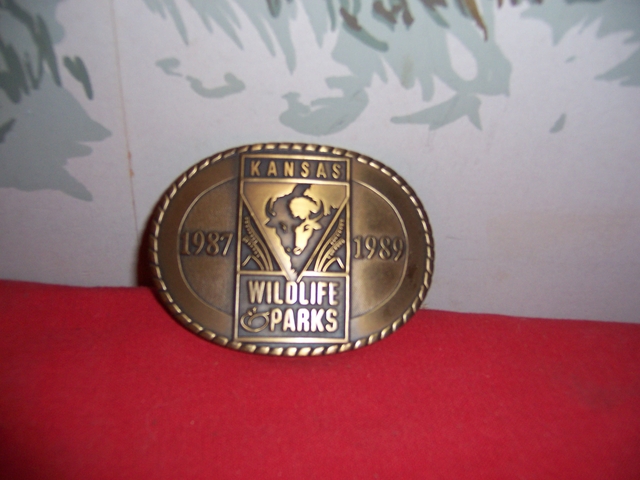 Kansas Wildlife &amp; Parks Brass Belt Buckle 1987-1989 - Nex-Tech Classifieds