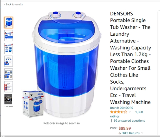 DENSORS Portable Single Tub Washer - The Laundry Alternative - Washing  Capacity Less Than 1.2Kg - Portable Clothes Washer For Small Clothes Like