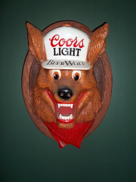 coors light beer wolf sign