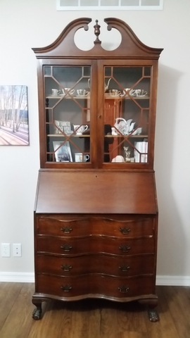 Drop Front Antique Secretary Desk With Hutch