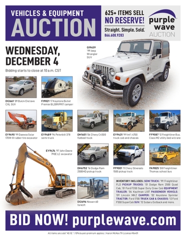 December 4 Vehicles And Equipment Auction - Nex-Tech Classifieds