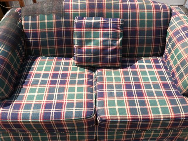 Green/Blue Plaid sofa - furniture - by owner - sale - craigslist