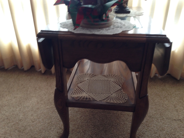 Sold Walnut Curio Coffee Table And Two End Tables