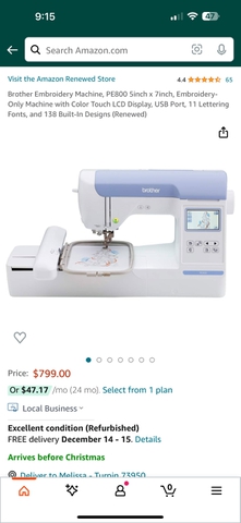 Brother PE800 Embroidery Machine Refubished