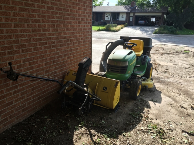 L130 JohnDeere Lawnmower with snow blower and plow blade - Nex-Tech ...