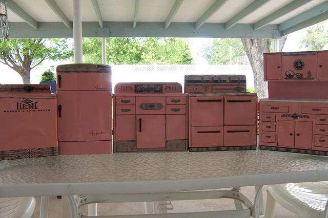 vintage metal child's kitchen set