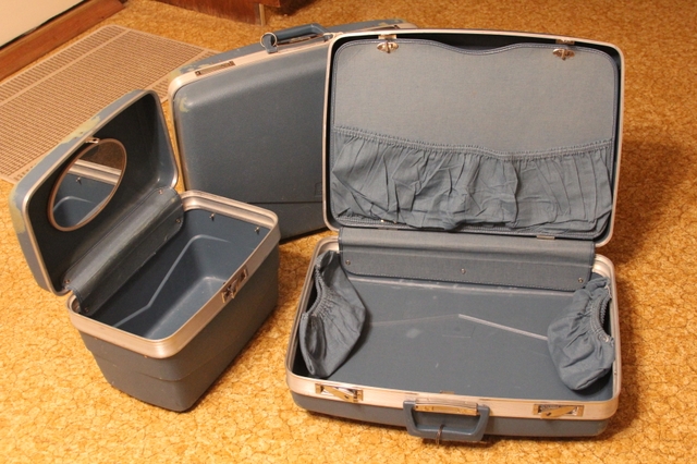 vintage blue suitcase