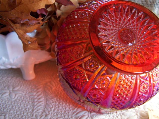 Red Carnival Glass Bowl - Gaslight Square Shoppes