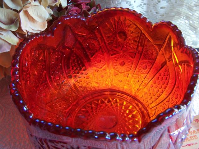 Red Carnival Glass Bowl - Gaslight Square Shoppes