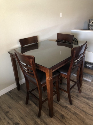 Solid Wood Kitchen Table Set Table 6 Padded Chairs Modern Look