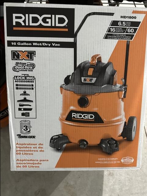 RIDGID HD1800 16 Gallon 6.5-Peak HP NXT Wet/Dry Shop Vacuum with